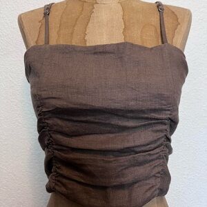 Brown Ruched Crop Top